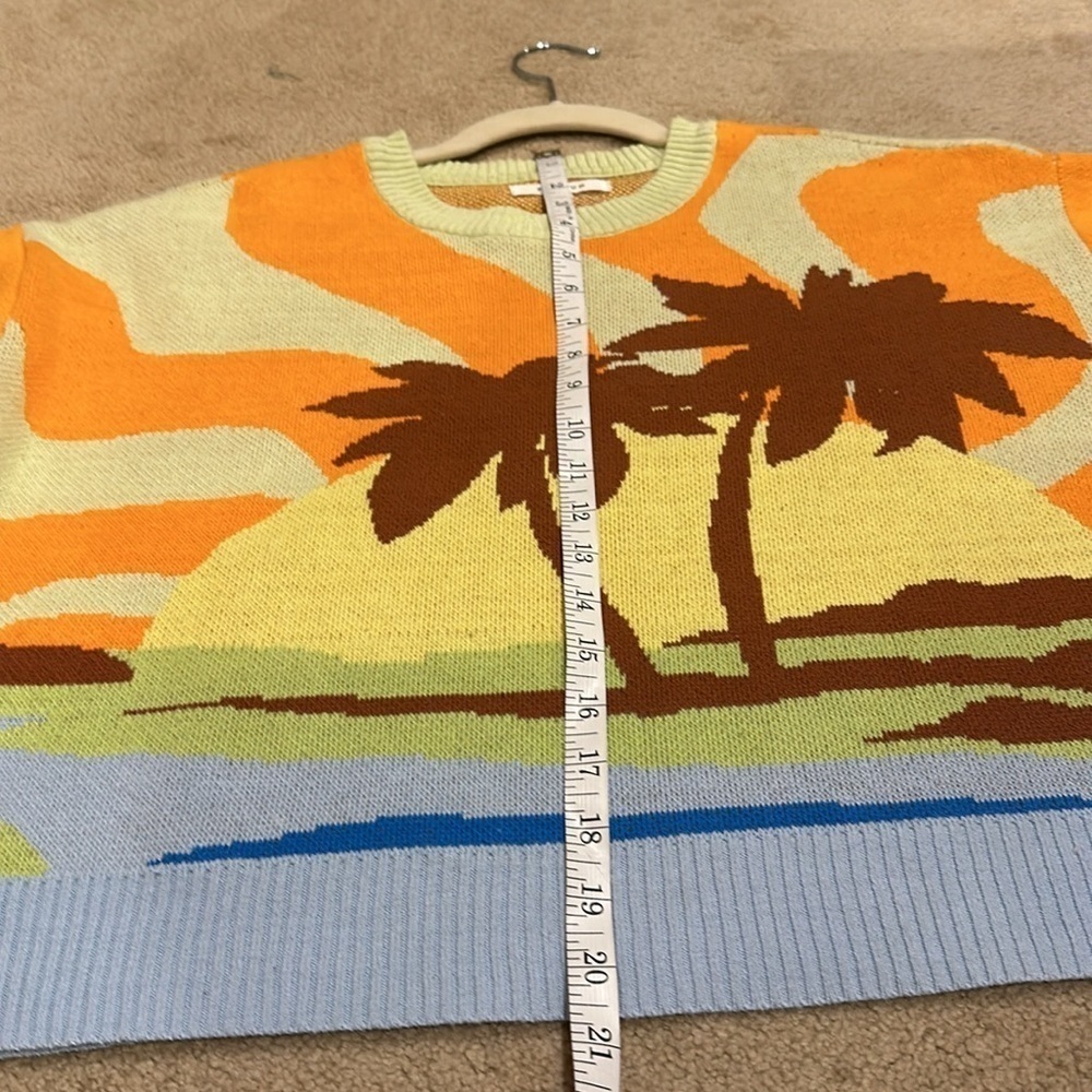 PacSun Tropical Sunset Multicolor Allover Graphic Crewneck Crop Sweater-… - Picture 3 of 16